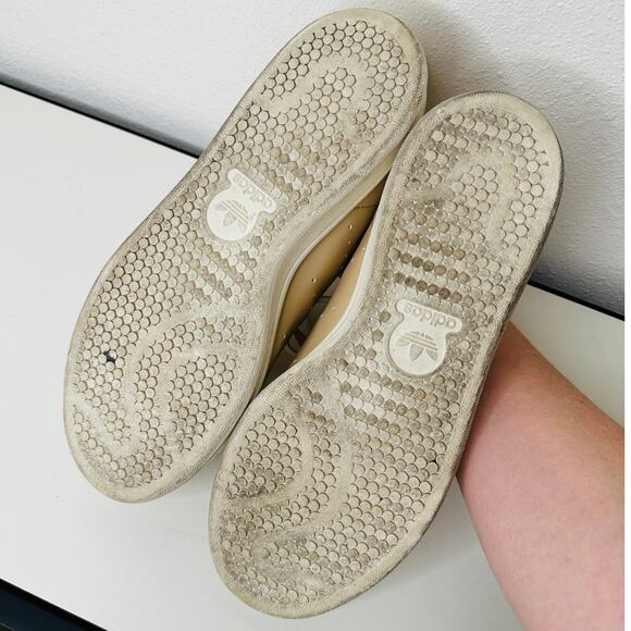 Adidas Gold Stan Smith Colab Tan & White Leather Lace up Sneaker Shoes 8 - Picture 9 of 12